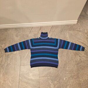 Vintage Pendleton Originals Wool blue Striped Sweater Turtleneck Size XL